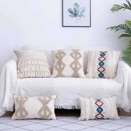 Tufted Moroccan Throw Pillow with Fringed Waist Case | Jewelry & Accessories
