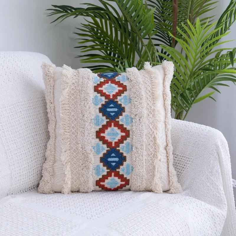 Tufted Moroccan Throw Pillow with Fringed Waist Case | Jewelry & Accessories