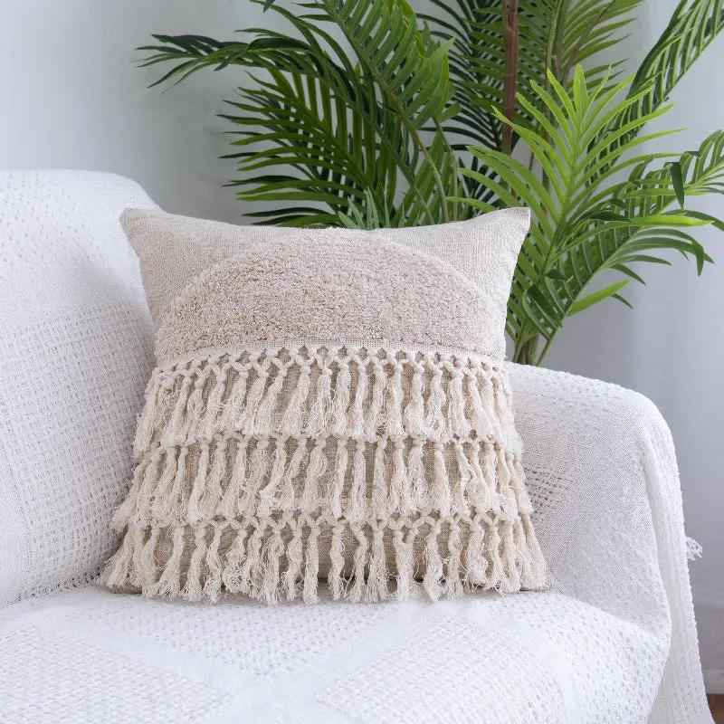 Tufted Moroccan Throw Pillow with Fringed Waist Case | Jewelry & Accessories