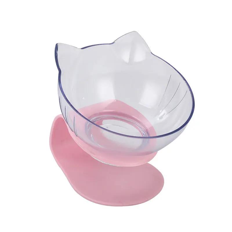 Inclined Food Cat Ear Oblique Mouth Transparent Single Pet Bowl - AllvueCo