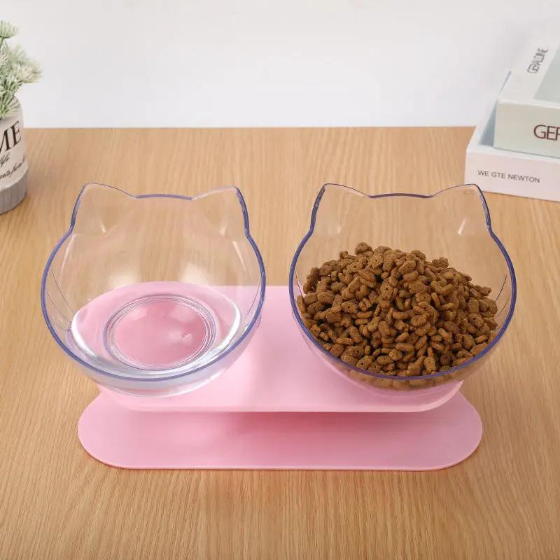 Inclined Food Cat Ear Oblique Mouth Transparent Single Pet Bowl - AllvueCo
