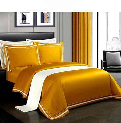 Four-piece Cotton Bedding Set - Hotel Style Solid Color Quilt Cover