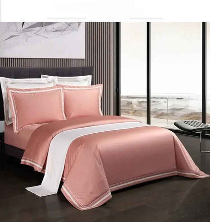 Four-piece Cotton Bedding Set - Hotel Style Solid Color Quilt Cover
