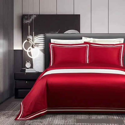 Four-piece Cotton Bedding Set - Hotel Style Solid Color Quilt Cover