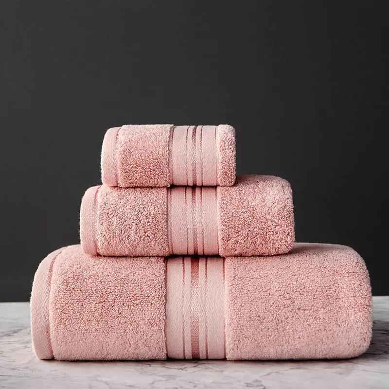 Pure Color Thick Premium Cotton Bath Towel Set - Ultra-Soft and Absorbent Towels