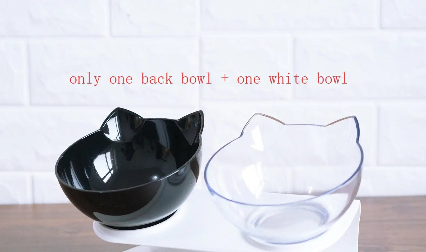 Inclined Food Cat Ear Oblique Mouth Transparent Single Pet Bowl - AllvueCo