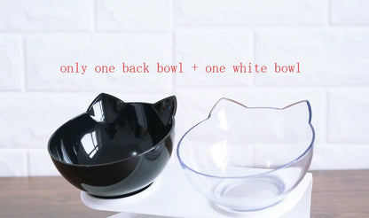 Inclined Food Cat Ear Oblique Mouth Transparent Single Pet Bowl - AllvueCo