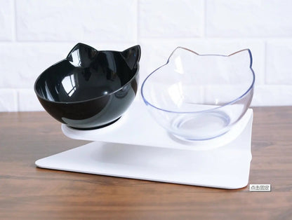 Inclined Food Cat Ear Oblique Mouth Transparent Single Pet Bowl - AllvueCo