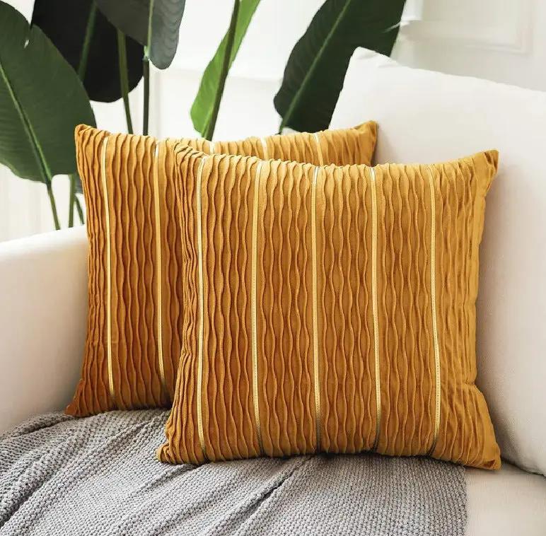 Simple Luxury Striped Velvet Pillow Cover for Sofa Cushion - AllvueCo