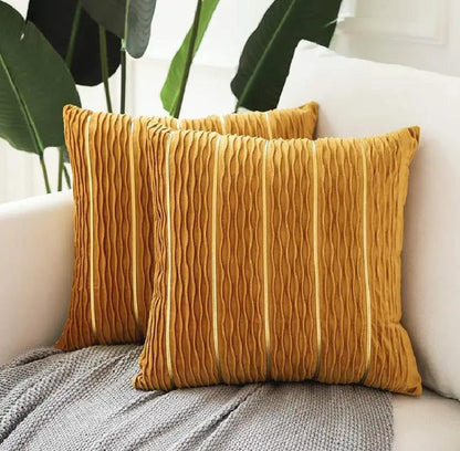 Simple Luxury Striped Velvet Pillow Cover for Sofa Cushion - AllvueCo