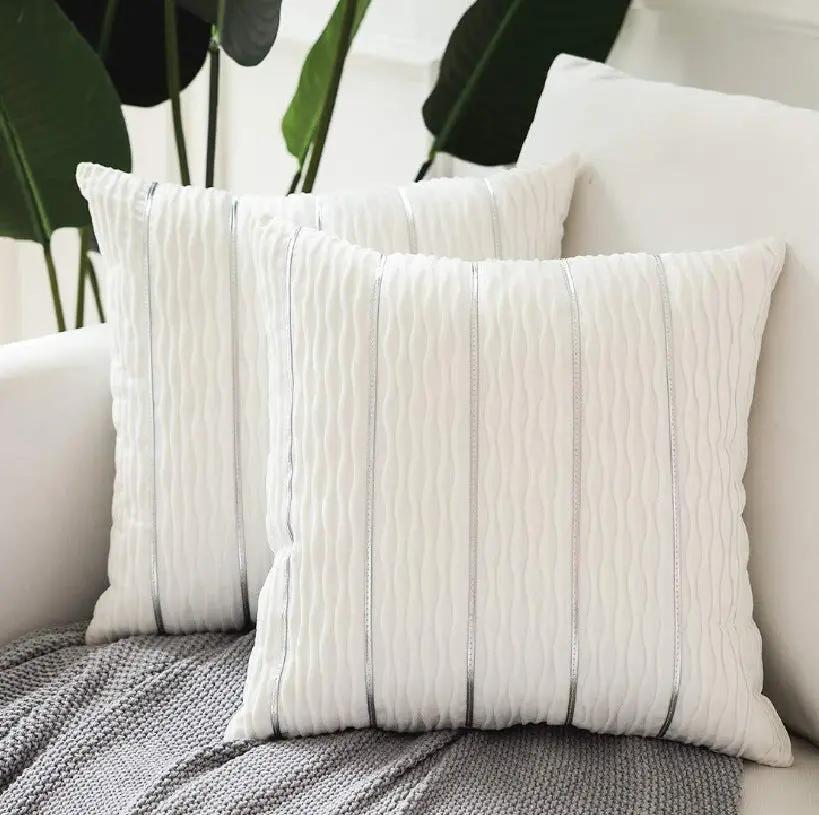 Simple Luxury Striped Velvet Pillow Cover for Sofa Cushion - AllvueCo