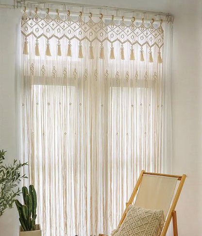 Perforated Nordic Woven Shading Light Tassel Curtain - Room Divider - AllvueCo