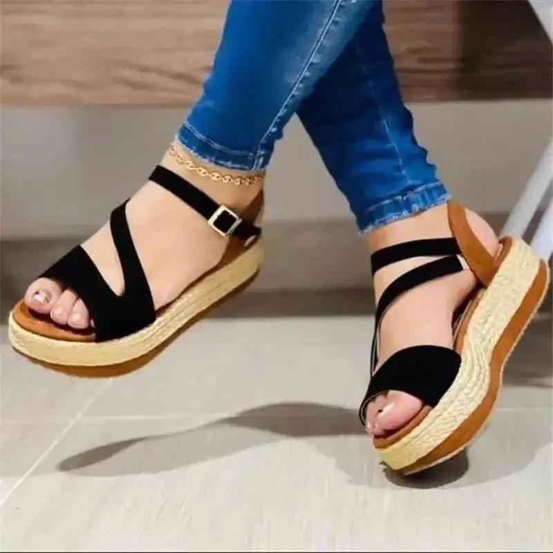 Platform Sandals for Women with Hollow Buckle – Stylish and Comfortable Footwear