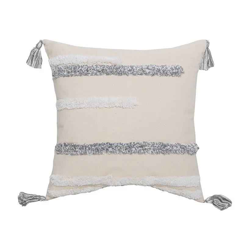 Hand-Embroidered Tufted Throw Pillow with Fringed Design | Jewelry & Accessories
