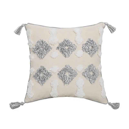 Hand-Embroidered Tufted Throw Pillow with Fringed Design | Jewelry & Accessories