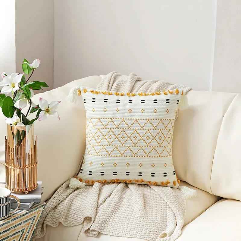 Hand-Embroidered Tufted Throw Pillow with Fringed Design | Jewelry & Accessories
