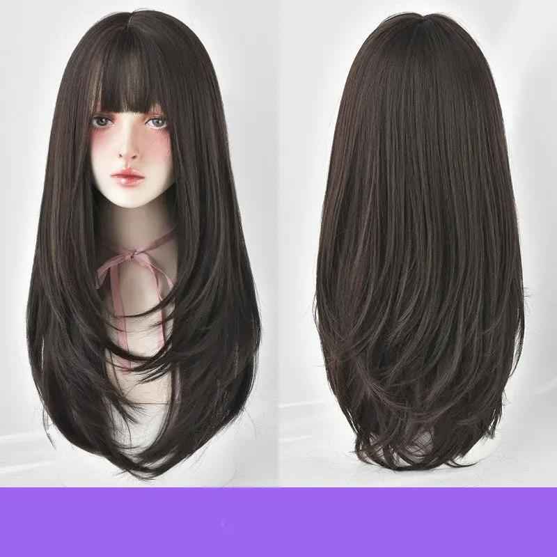 Wig Long Hair - Comfortable Long Straight Hair Wig with Inner Button
