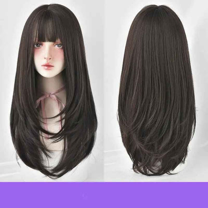 Wig Long Hair - Comfortable Long Straight Hair Wig with Inner Button