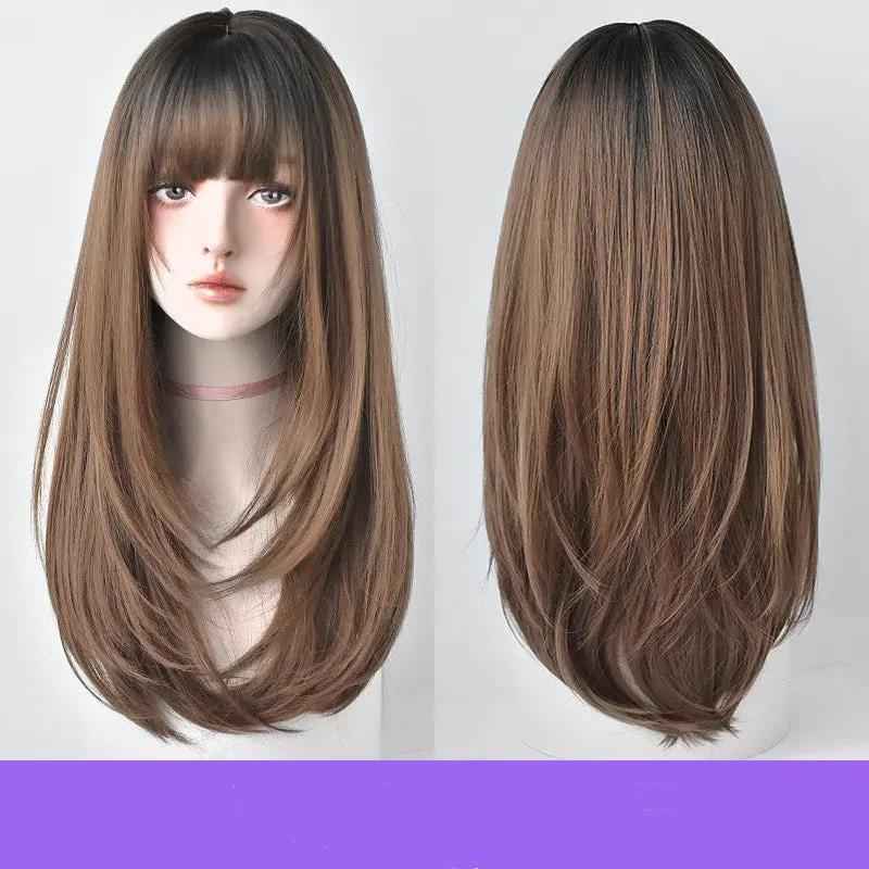 Wig Long Hair - Comfortable Long Straight Hair Wig with Inner Button