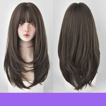 Wig Long Hair - Comfortable Long Straight Hair Wig with Inner Button