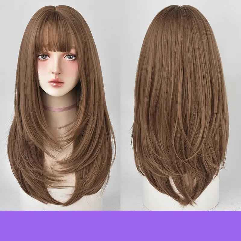 Wig Long Hair - Comfortable Long Straight Hair Wig with Inner Button