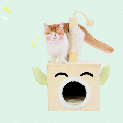 Round Cat Scratching Board – Wear-Resistant Claw Grinder with Bell Ball & Teaser Stick (L–XL) - AllvueCo