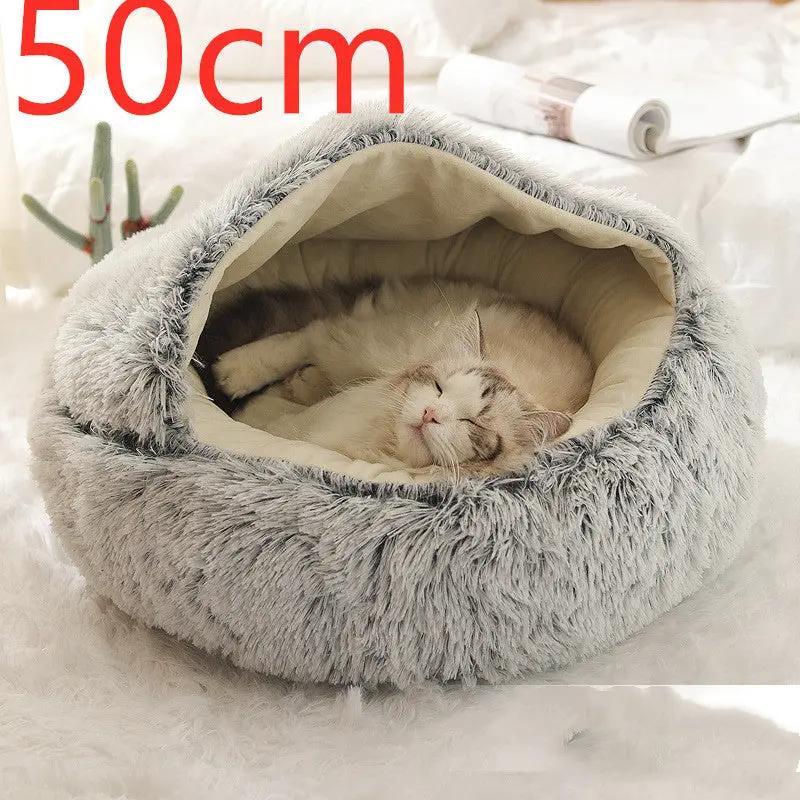 2 In 1 Dog And Cat Bed Pet Winter Bed Round Plush Warm Bed H | Other My Store