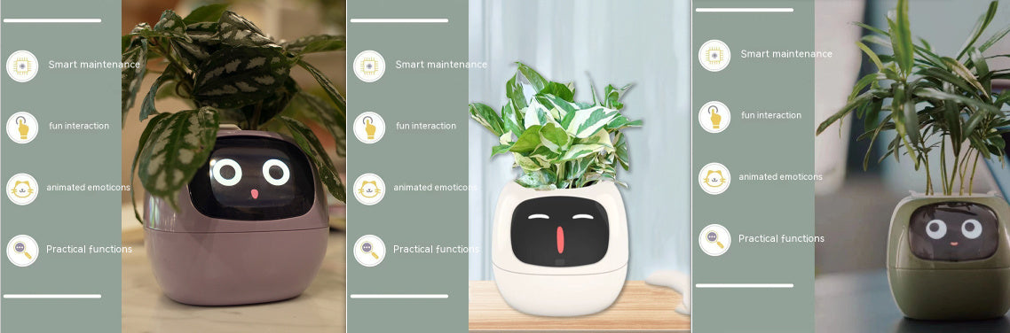 Smart Planter with AI Sensors – Interactive Plant Care with 49+ Expressions & Real-Time Monitoring AllvueCo