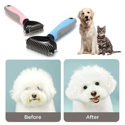 Dual-Sided Pet Grooming Brush – Deshedding & Dematting Comb for Dogs and Cats - AllvueCo