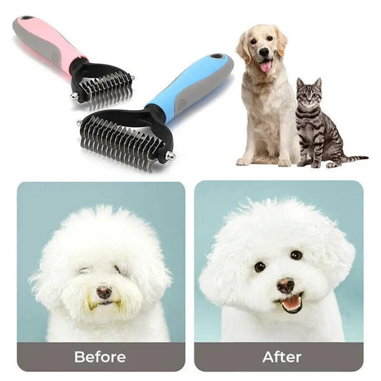 Dual-Sided Pet Grooming Brush – Deshedding & Dematting Comb for Dogs and Cats - AllvueCo