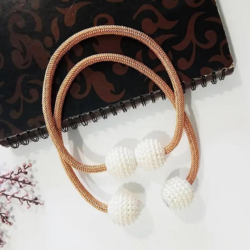 Magnetic Curtain Tiebacks with Pearl Beads - Elegant Home Decor - AllvueCo
