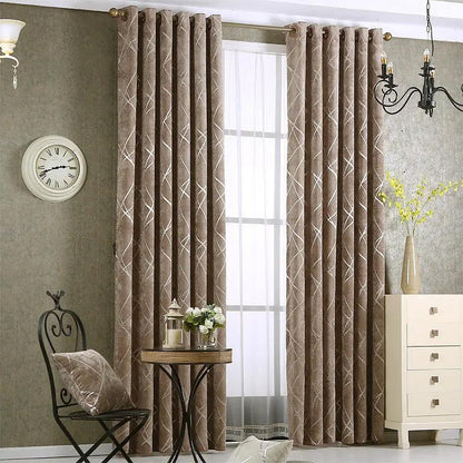 Solid Color Modern Chenille Blackout Curtains for Living Room - AllvueCo