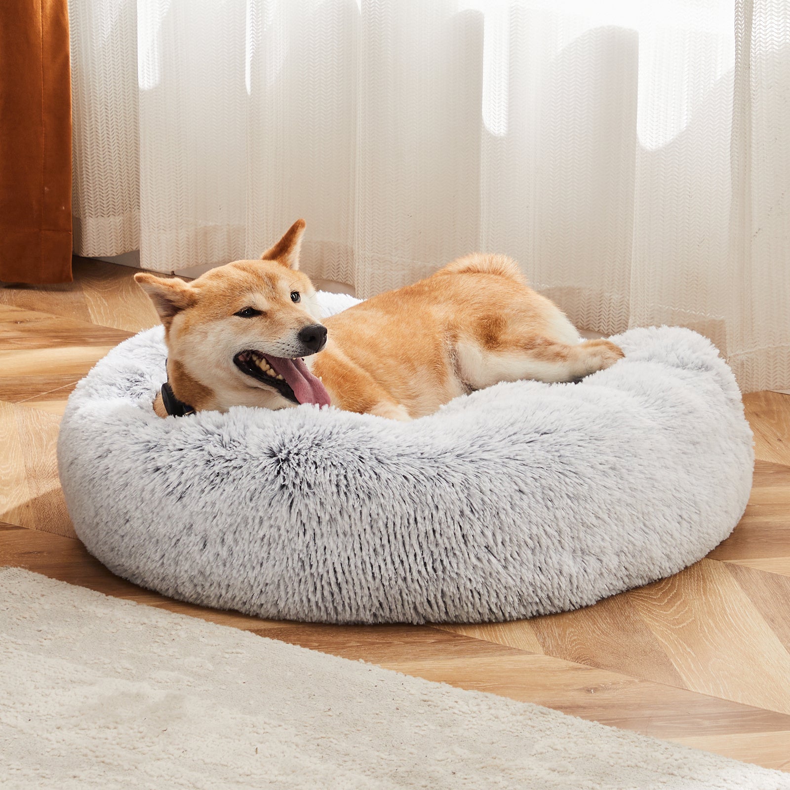 24 Inch Anti-Slip Round Fluffy Plush Faux Fur Cat Bed – Fits Pets Up to 25 lbs - AllvueCo