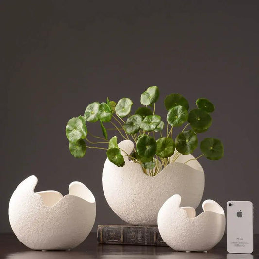 Simple White Ceramic Vase Decoration - Elegant Home Accent - AllvueCo