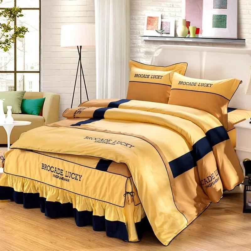Solid Color Cotton Bed Skirt Set of Four - Premium Quality Cotton Bedding