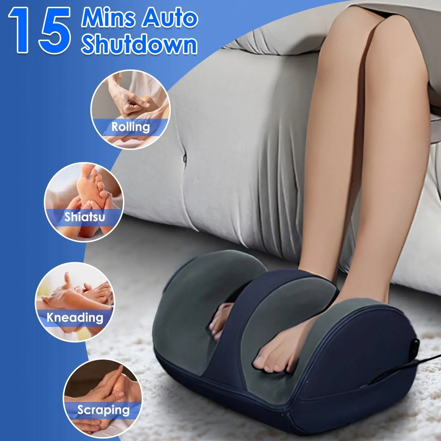 Shiatsu Foot Massager with Heat – Full Body Foot, Calf, Thigh & Arm Massager for Pain Relief & Relaxation - AllvueCo