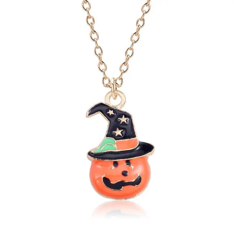 Halloween Oil Drop Pumpkin Cat Necklace Creative Clavicle Ch | Jewelry & Accessories - AllvueCo