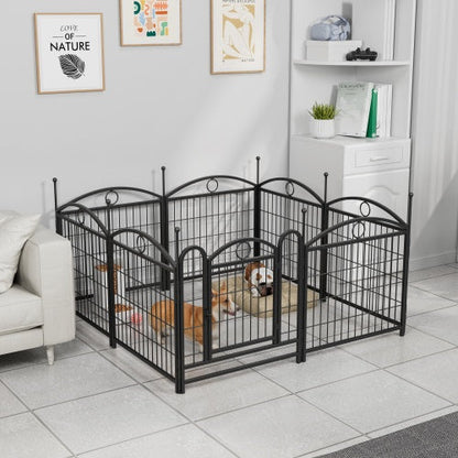 24-Inch 8-Panel Metal Dog Playpen – Indoor & Outdoor Heavy-Duty Foldable Pet Exercise Pen with Door, Rust-Resistant Design for Medium & Large Dogs - AllvueCo