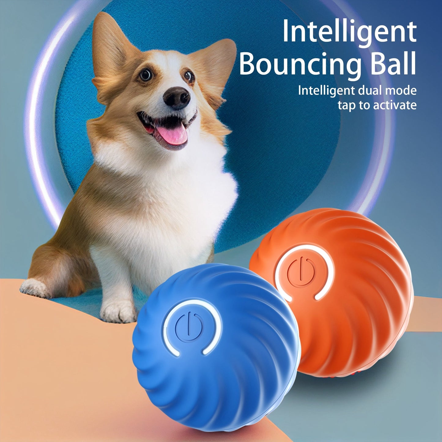 Smart Interactive Bouncing Ball for Dogs – USB Rechargeable, Self-Moving Toy with Rotating Motion & Noise-Reducing Urchin Cover - AllvueCo