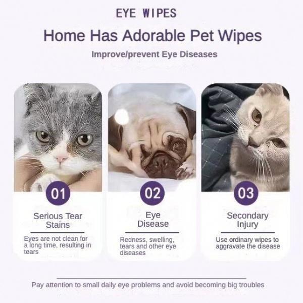 Pet Eye Wipes – 200 Count Tear Stain Remover for Dogs & Cats | Hypoallergenic, Vitamin-Enriched, Pearl Cotton Pads - AllvueCo