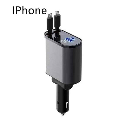 Metal Car Charger 100W Fast Charging Car Charger USB and Type-C Adapter