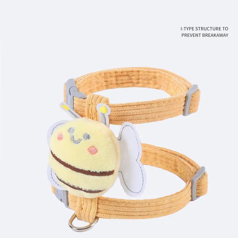 Cat Harness Leash Set with Cute Bee Plaid - Adjustable Escape Proof - AllvueCo