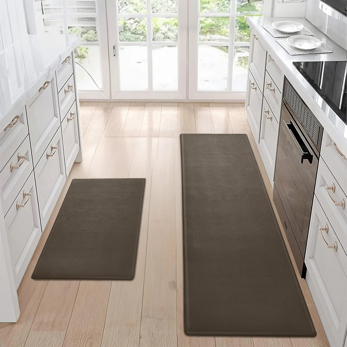 Non-Slip Waterproof Kitchen Floor Mat Set – 2-Piece Easy-to-Clean Anti-Fatigue Rugs for Home - AllvueCo