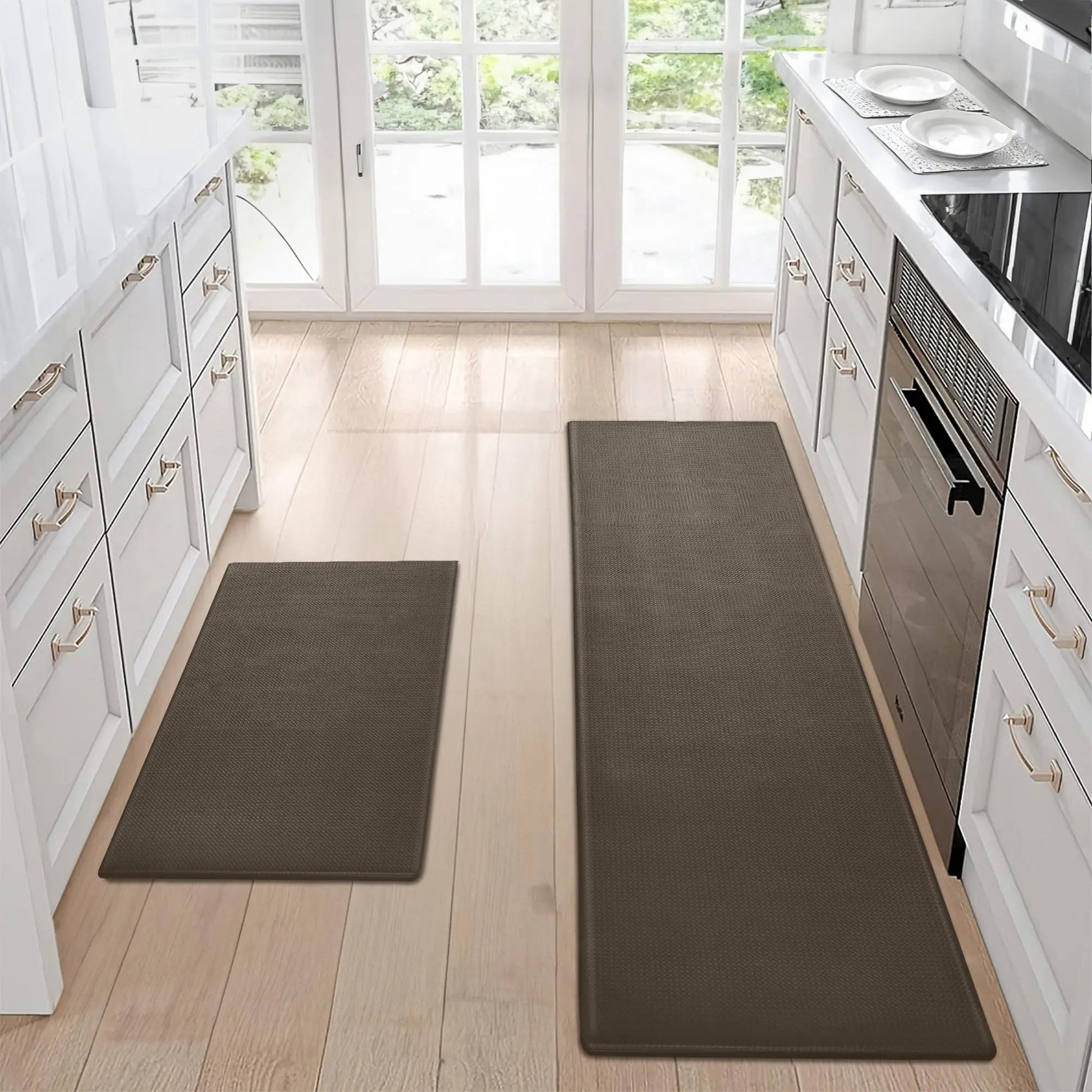 Non-Slip Waterproof Kitchen Floor Mat Set – 2-Piece Easy-to-Clean Anti-Fatigue Rugs for Home - AllvueCo