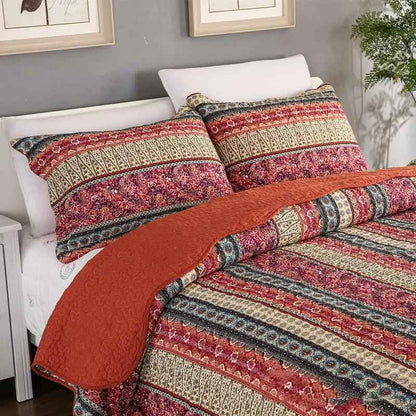 Three Piece Cotton Linen Quilt Set - Quality Bedding for Comfort