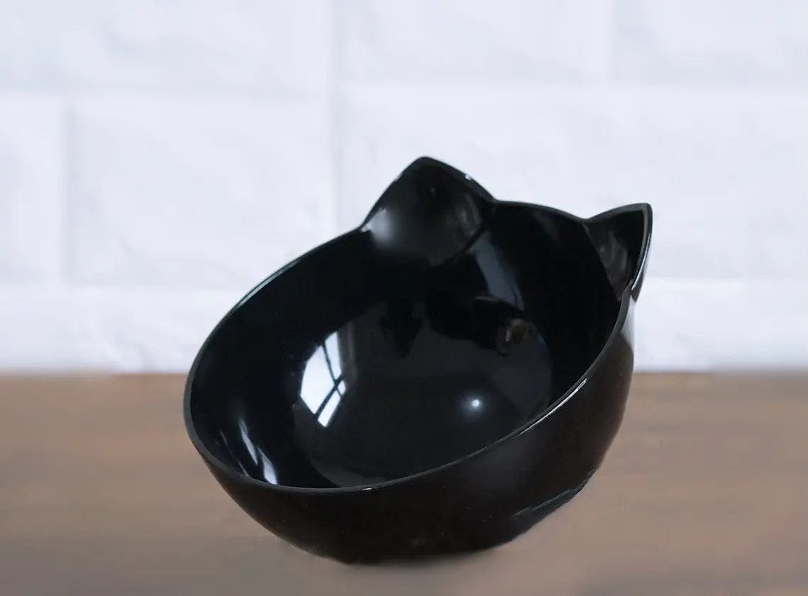 Inclined Food Cat Ear Oblique Mouth Transparent Single Pet Bowl - AllvueCo