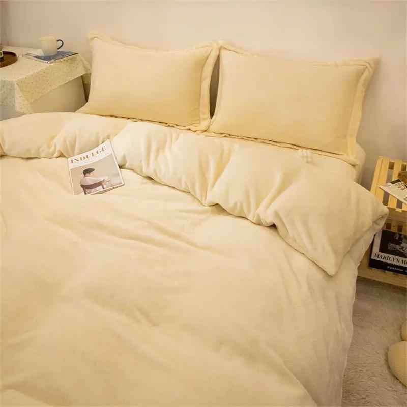 Plush Double-sided Fleece Duvet Cover Set - Four-piece Cozy Bedding Collection