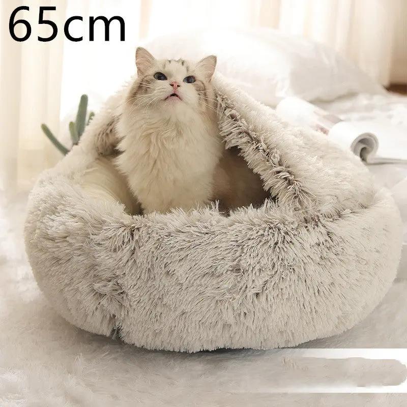 2 In 1 Dog And Cat Bed Pet Winter Bed Round Plush Warm Bed H | Other My Store