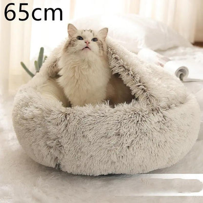 2 In 1 Dog And Cat Bed Pet Winter Bed Round Plush Warm Bed H | Other My Store