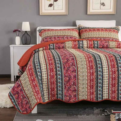 Three Piece Cotton Linen Quilt Set - Quality Bedding for Comfort